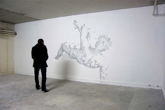 Baptiste Debombourg - AGGRAVURE - Murales di punti metallici Baptiste Debombourg - AGGRAVURE - Murales di punti metallici
