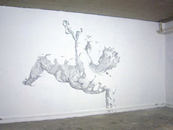 Baptiste Debombourg - AGGRAVURE - Murales di punti metallici Baptiste Debombourg - AGGRAVURE - Murales di punti metallici
