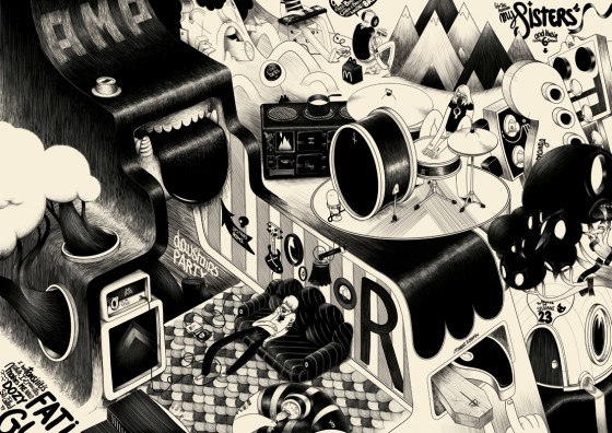 Matthieu Bessudo aka Mc Bess - Illustrazione surreale in bianco e nero