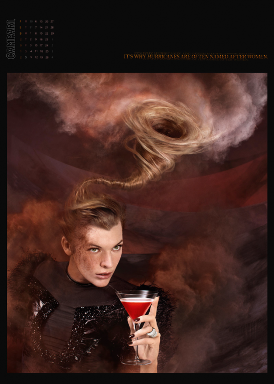 Campari Calendario 2012 - 12 scatti firmati Dimitri Daniloff con protagonista Milla Jovovich