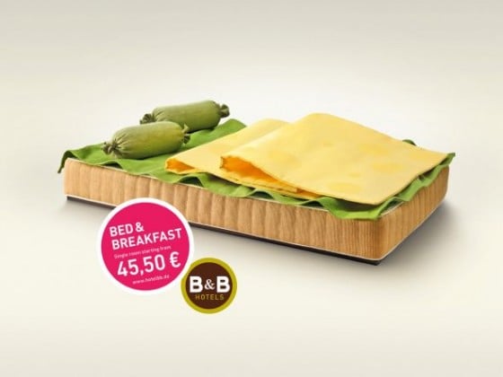 B&B Hotels - Campagna pubblicitaria con letti a forma di toast. B&B Hotels - Campagna pubblicitaria con letti a forma di toast.