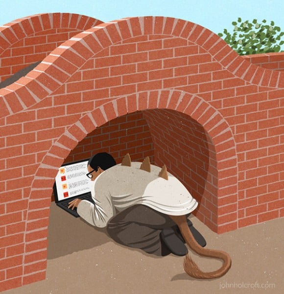 John Holcroft è un illustratore che in modo satirico rappresenta la società di oggi