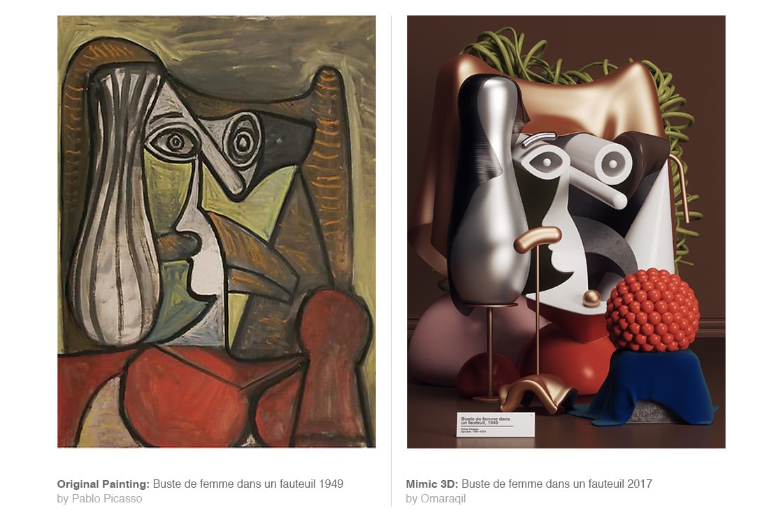I dipinti di Pablo Picasso nelle sculture 3D di Omar Aqil | Collater.al