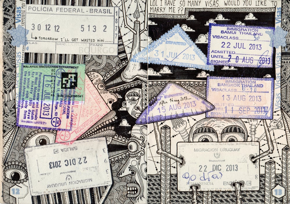 I passaporti pieni di doodles di Leonard Combier | Collater.al