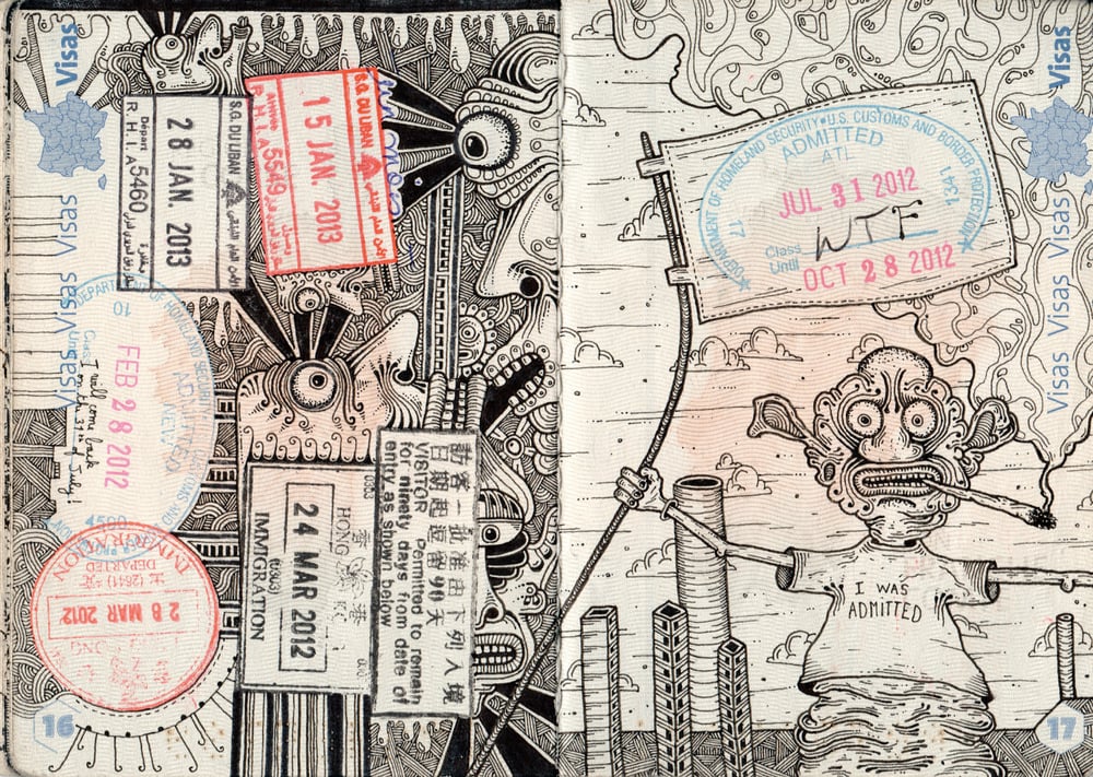 I passaporti pieni di doodles di Leonard Combier | Collater.al