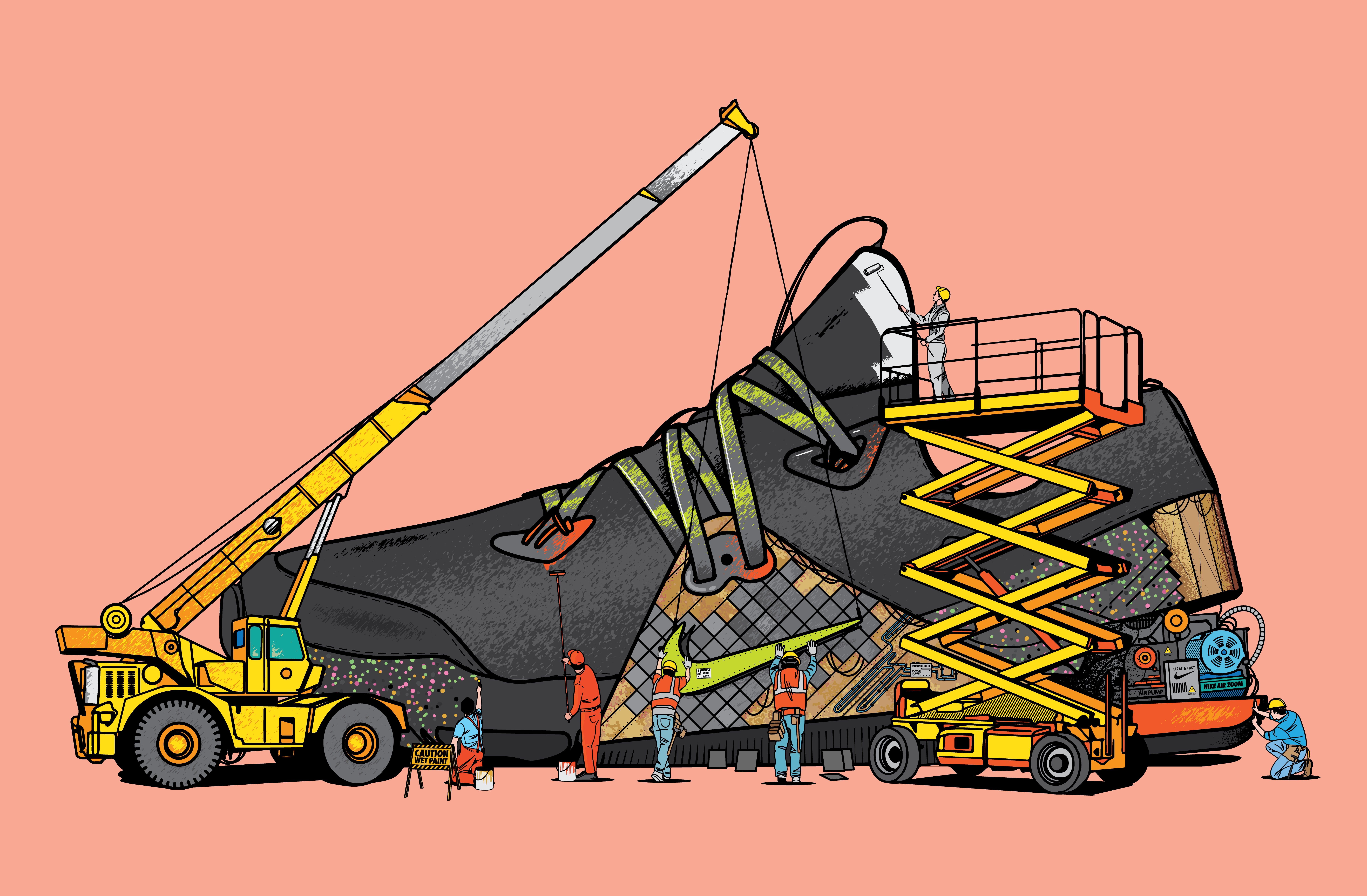 Le sneakers in costruzione illustrate da Musketon | Collater.al 2