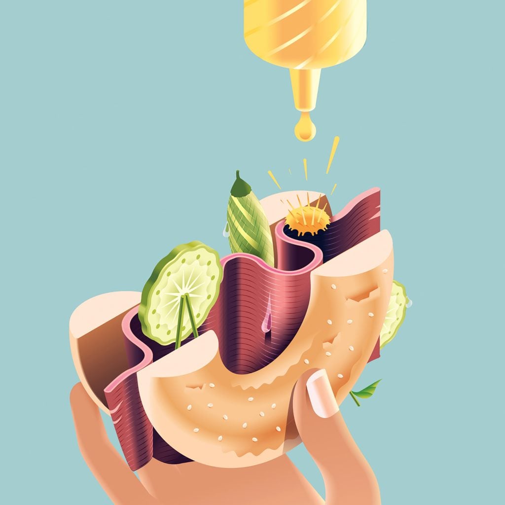 Andrew Nye nelle sue illustrazioni il cibo diventa monumento | Collater.al