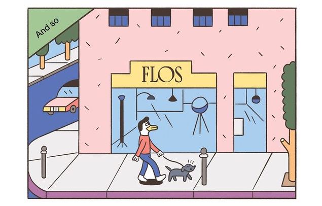 Flos tells its story with a comic strip