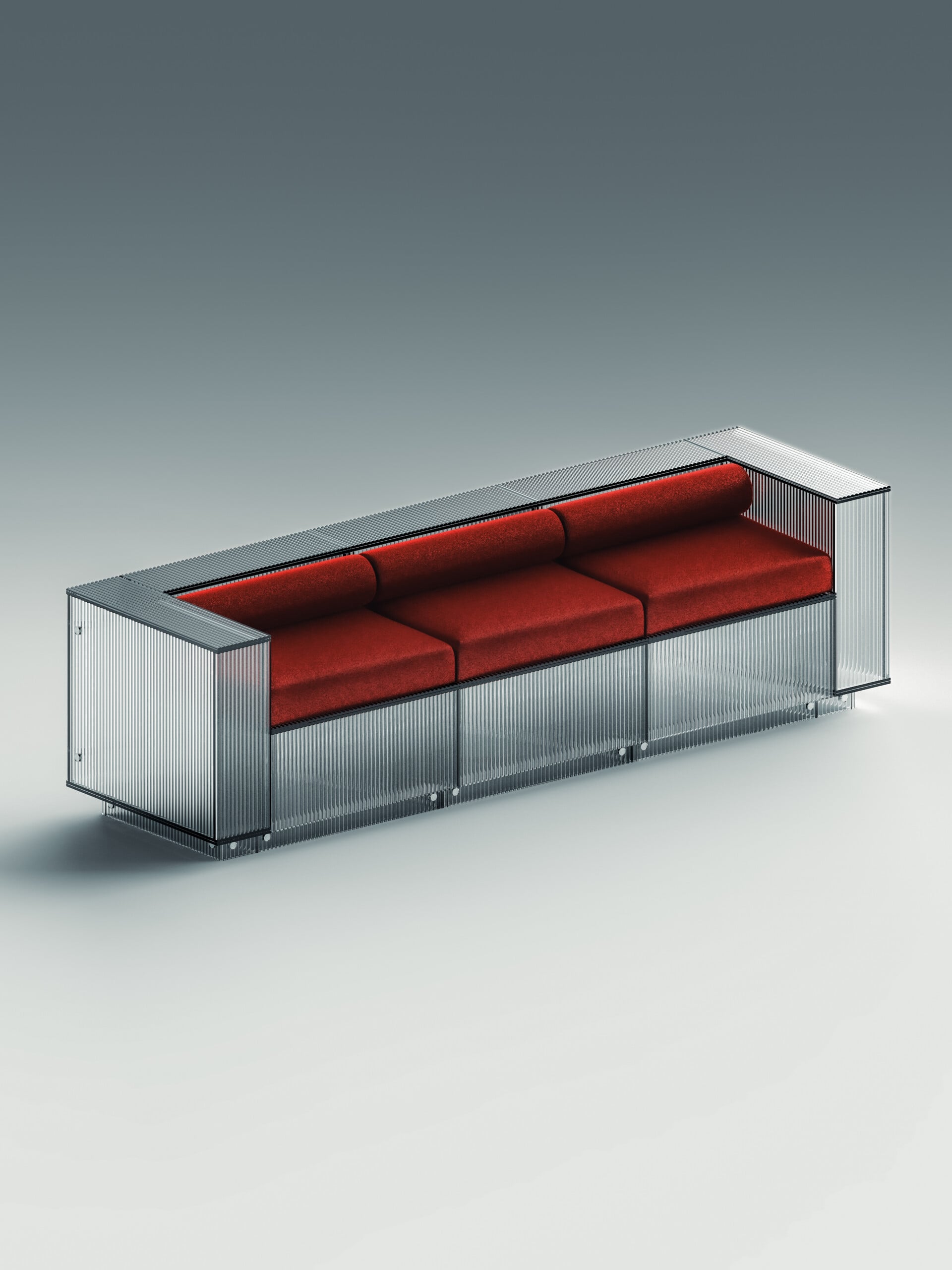 The glass sofa designed by Luca Ricci for Fivefourfive | Collater.al